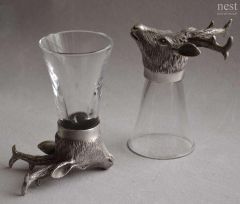 Shot glass with roe deer