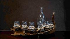 Fallow deer antler liqueur set with carafe