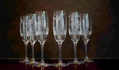 Sparkling wine glasses with birds 6 pcs.