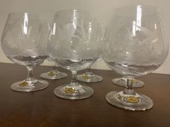 Cognac glasses 400ml 6pcs with birds motives