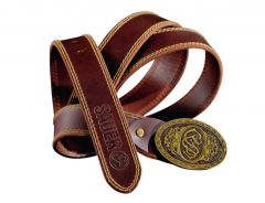 Leather belt with buckle brown